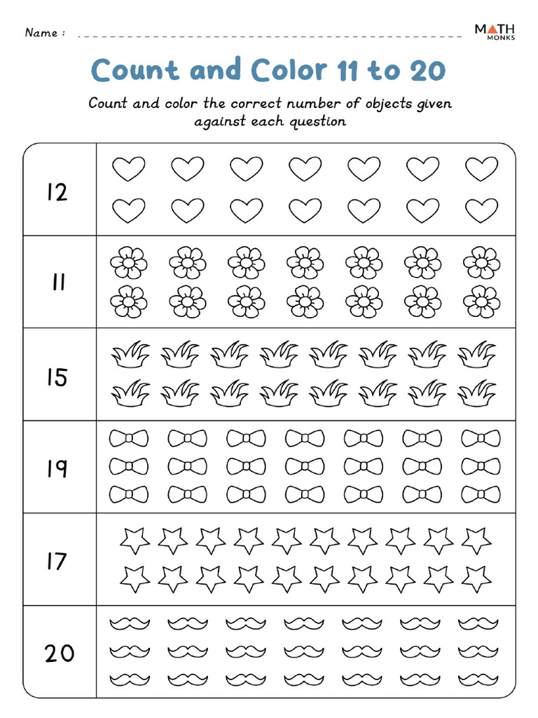 Counting 11 20 Worksheets | PDF