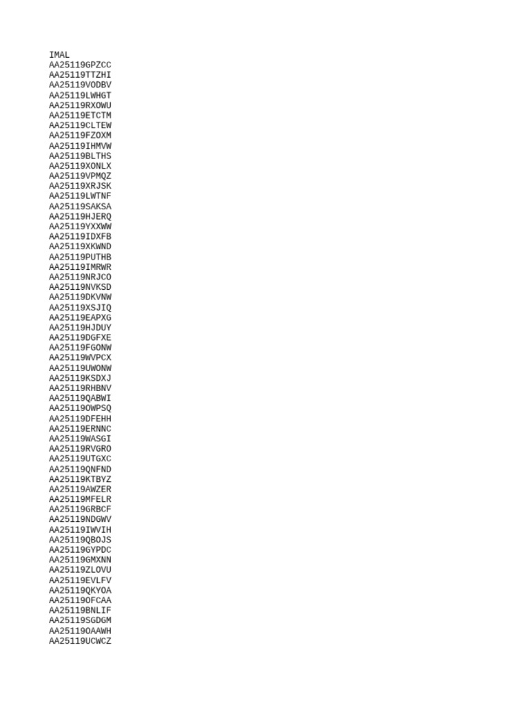 List of AA25119 Codes | PDF