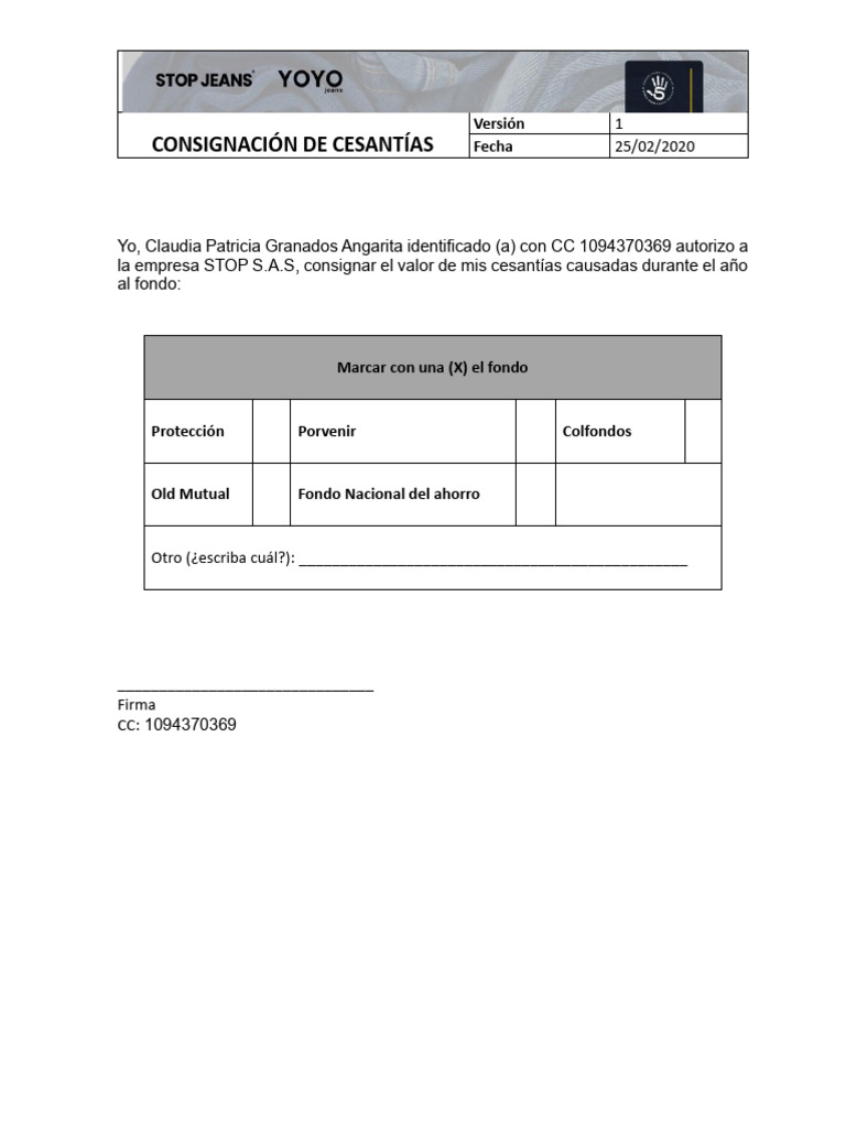 SI - F-662-21-Formato de Pago de Cesantias | PDF