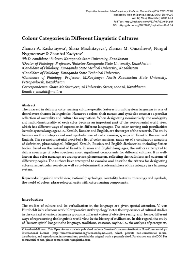 Key Color Distinctions in Languages | PDF | Linguistics | Semantics