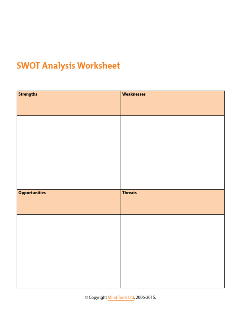 Swot Analysis Worksheet | PDF