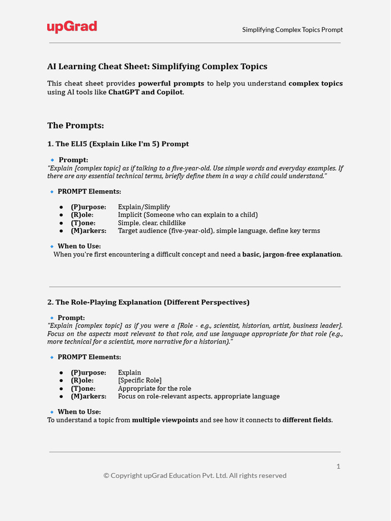 AI Prompts for Simplifying Complex Topics | PDF | Analogy | Cognition