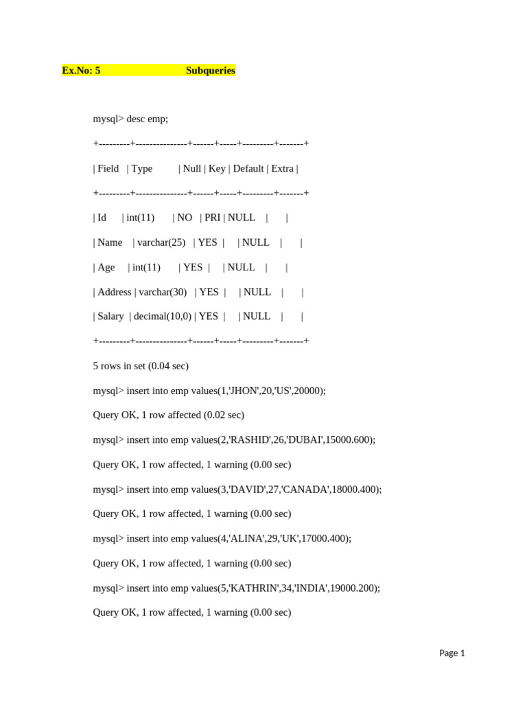 Employee Database Operations | PDF | Databases | Data Management