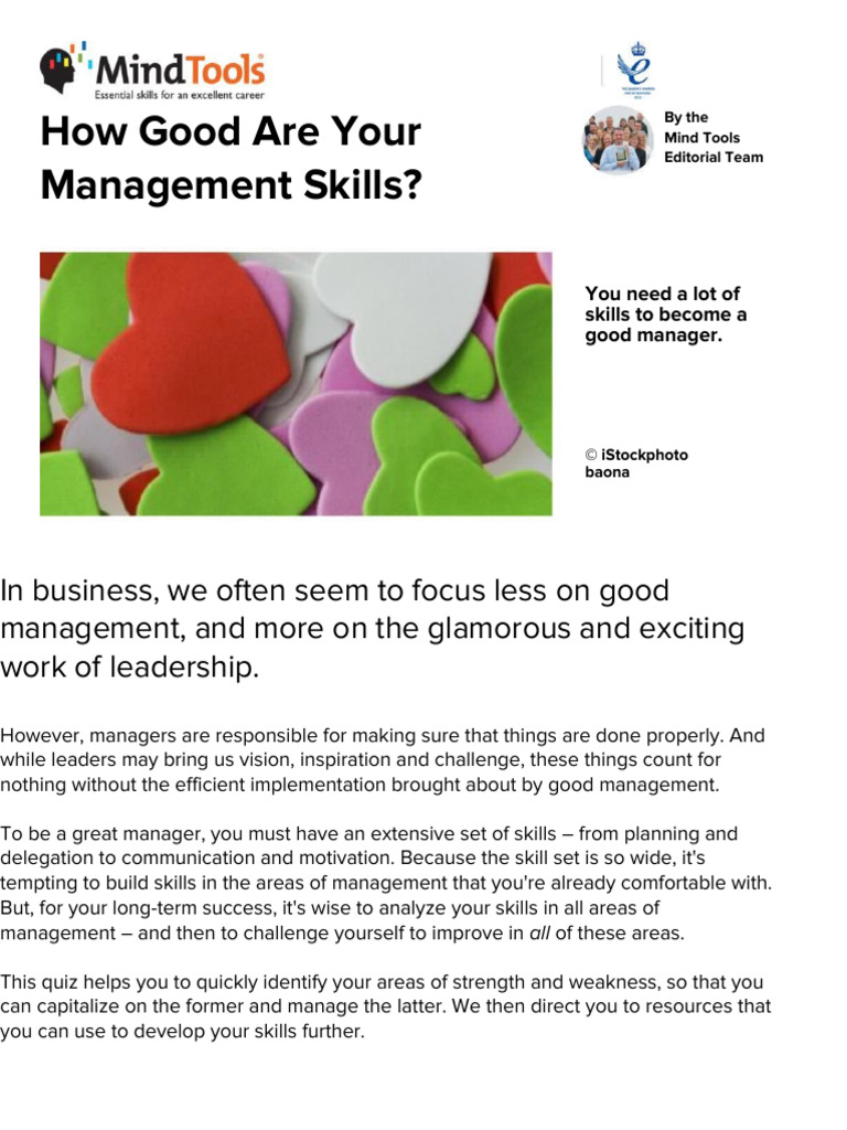 How Good R Ur Managment Skill | PDF | Motivational | Motivation