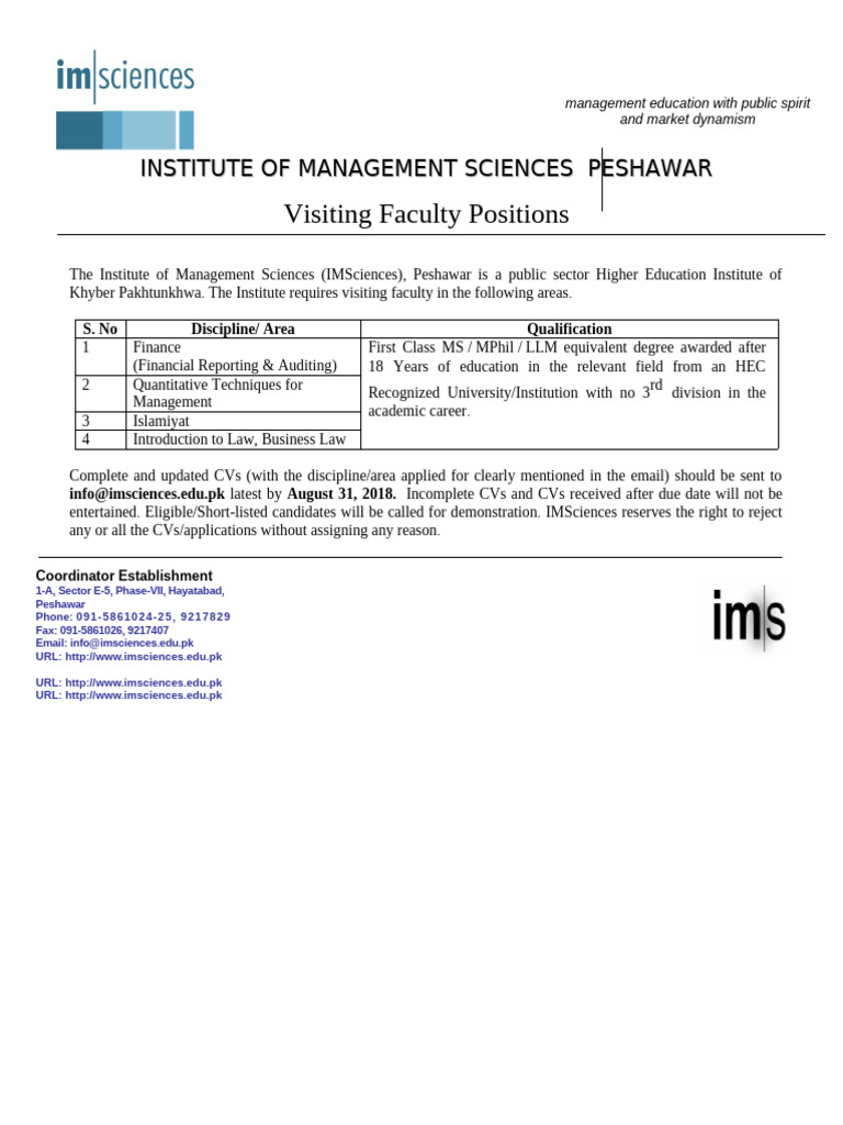Visiting Faculty Position | PDF