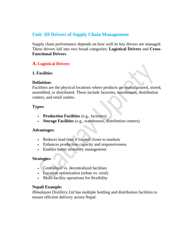 Logistical Drivers in Supply Chain Management | PDF | Supply Chain ...
