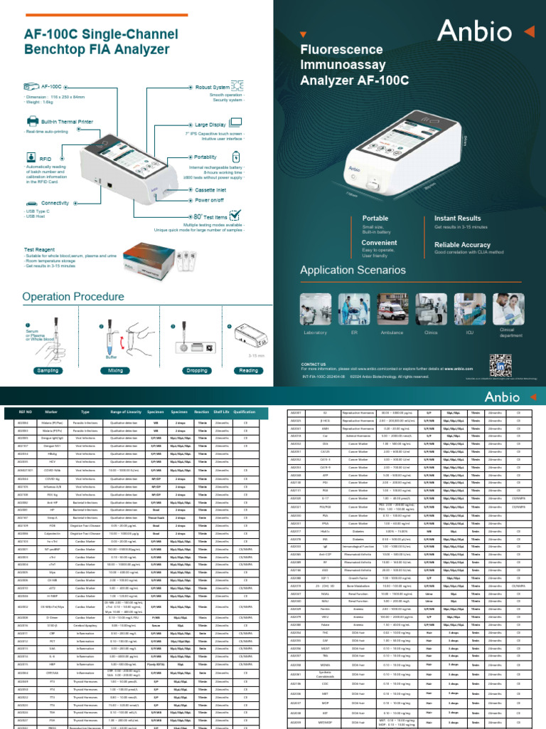 AF-100C Benchtop FIA Analyzer Overview | PDF | Medical Specialties