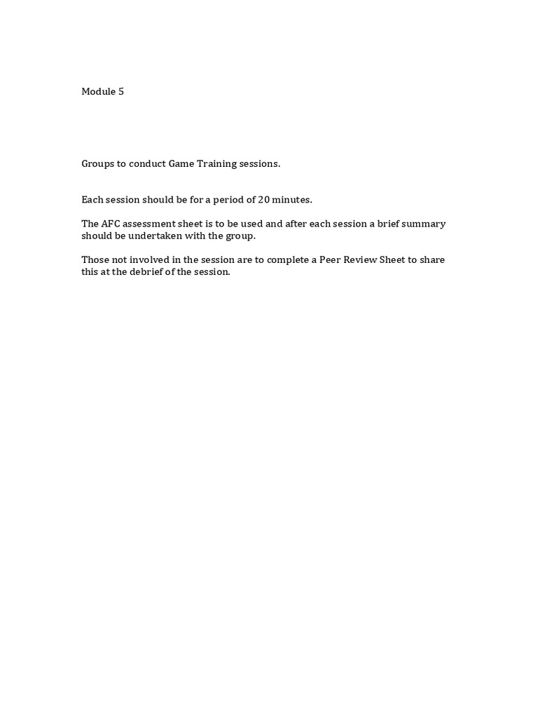 Game Training Session Guidelines | PDF