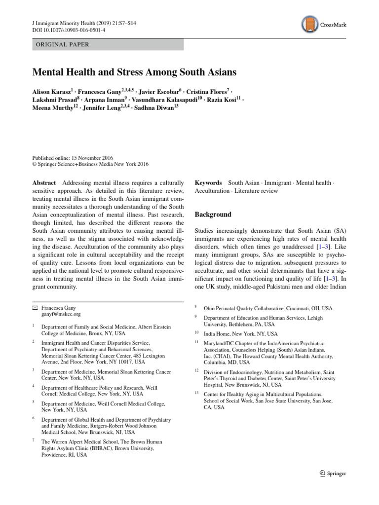 Mental Health and Stress Among South Asian Immigrants | PDF | Mental ...