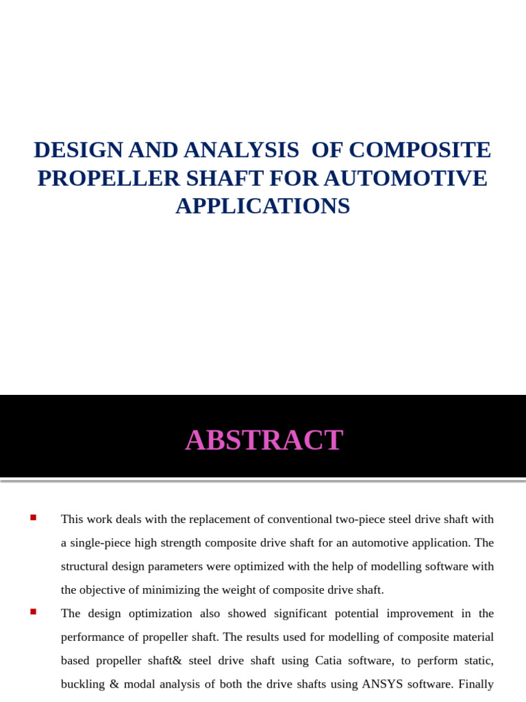 Composite Propeller Shaft Design for Autos | PDF | Composite Material ...
