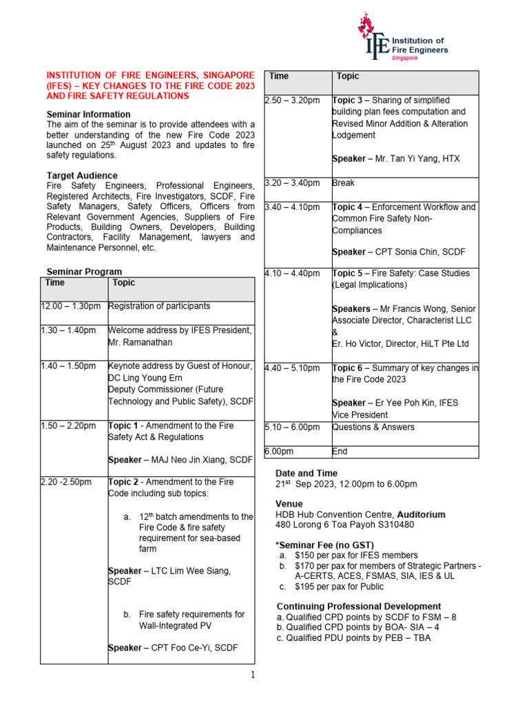 Fire Code 2023 Updates Seminar Details | PDF | Fire Safety | Pay Pal