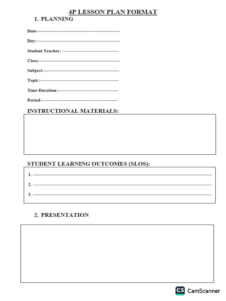 4P Lesson Plan Template | PDF