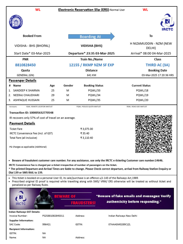 VIDISHA NDLS Neeraj Sandeep Ashfaque | PDF | Identity Document | Payments