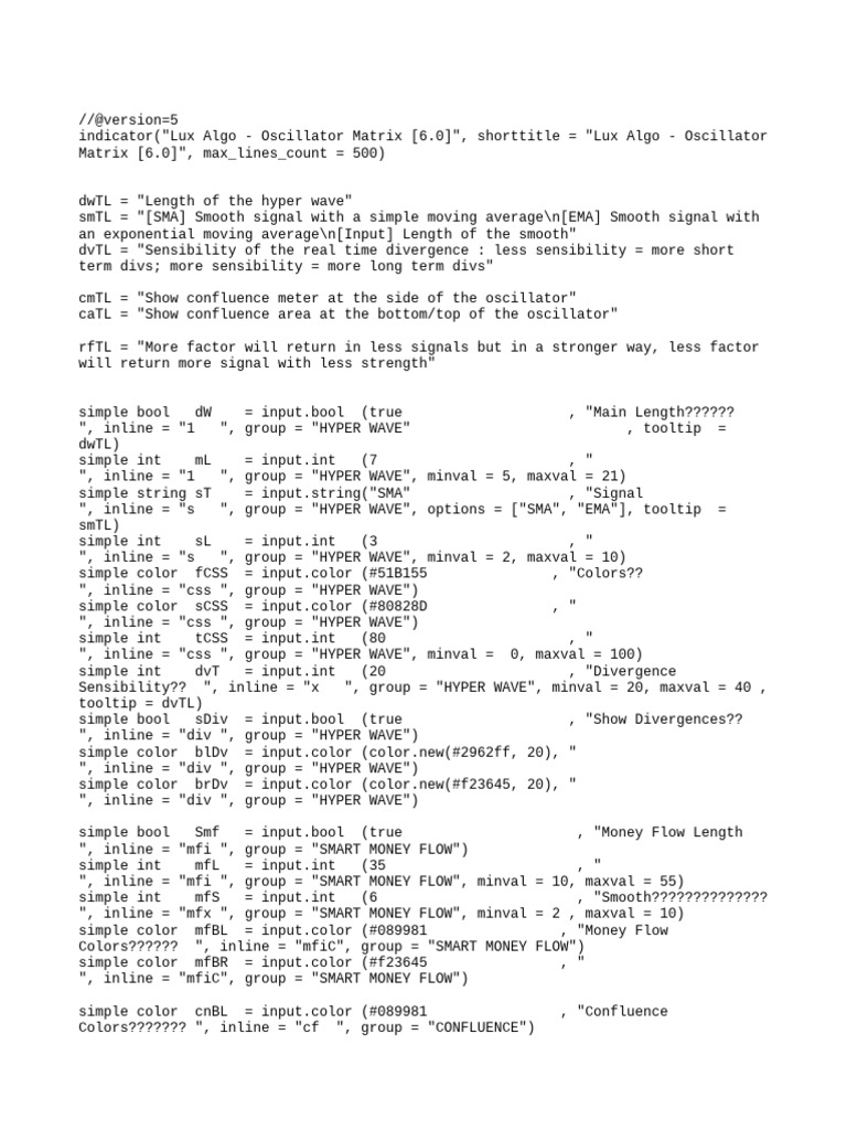 Lux Algo Oscillator Matrix Overview | PDF