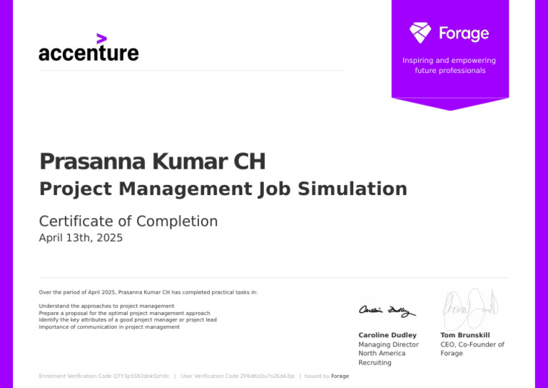 Accenture Project Management Simulation Completion | PDF