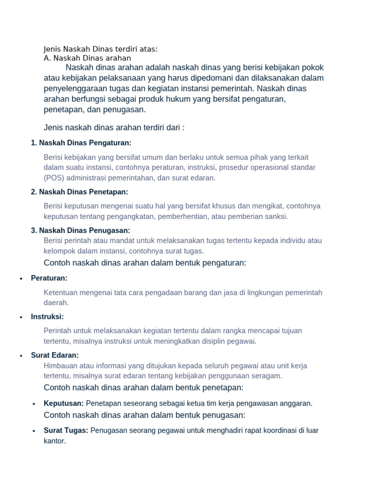 Jenis dan Contoh Naskah Dinas Arahan | PDF