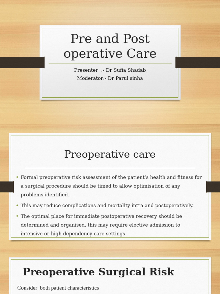 Pre and Postoperative Care Overview | PDF | Surgery | Anesthesia