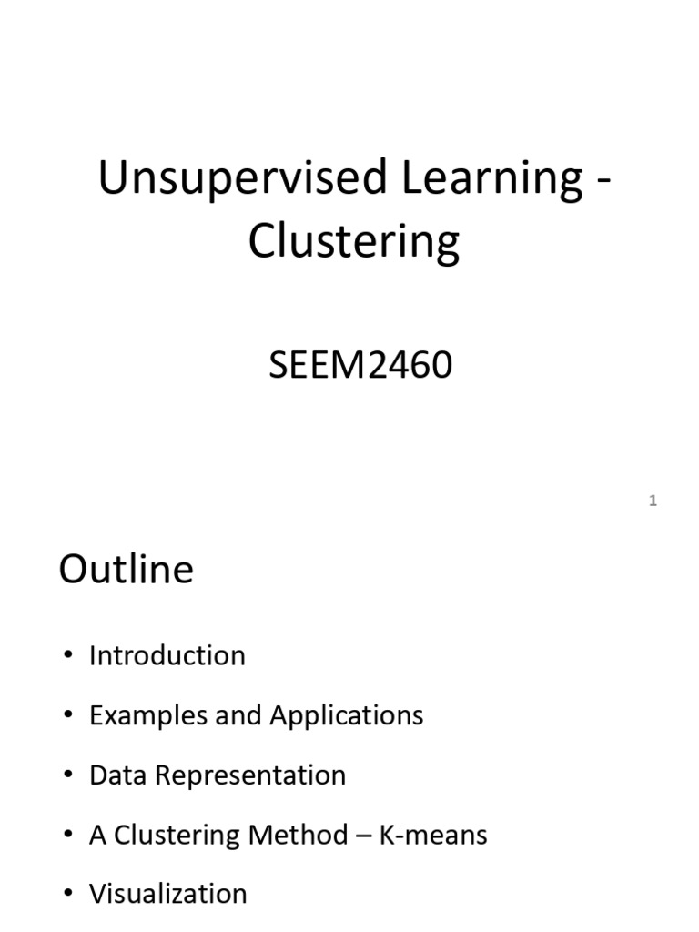 Clustering Techniques in Unsupervised Learning | PDF | Cluster Analysis ...