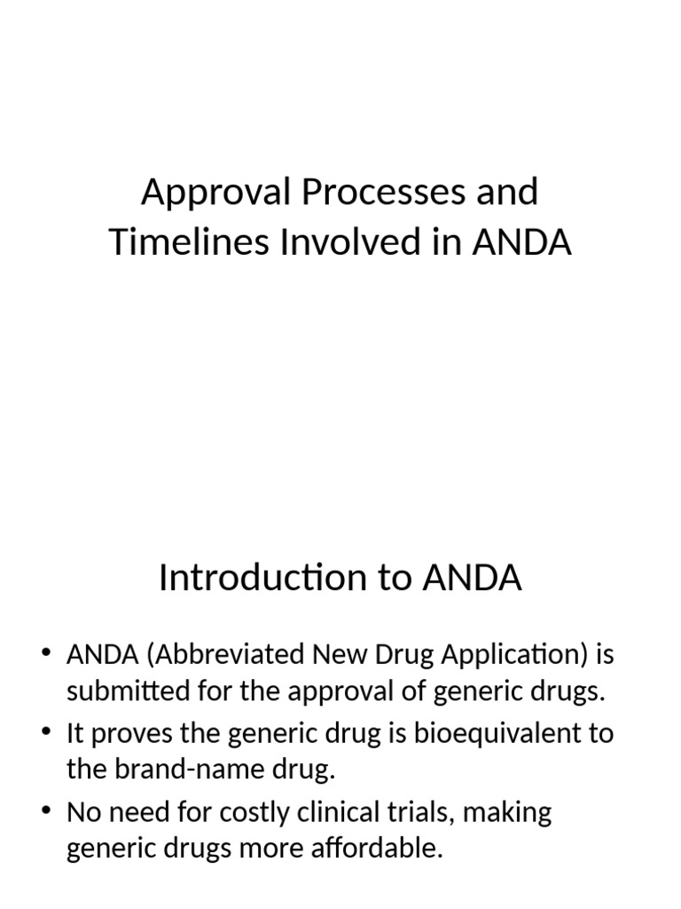 ANDA Approval Processes and Timelines | PDF | Generic Drug | Food And ...