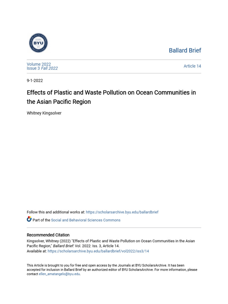 Plastic Pollution in Asia Pacific Oceans | PDF | Plastic | Waste