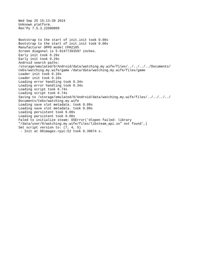 Ren'Py Game Initialization Log | PDF