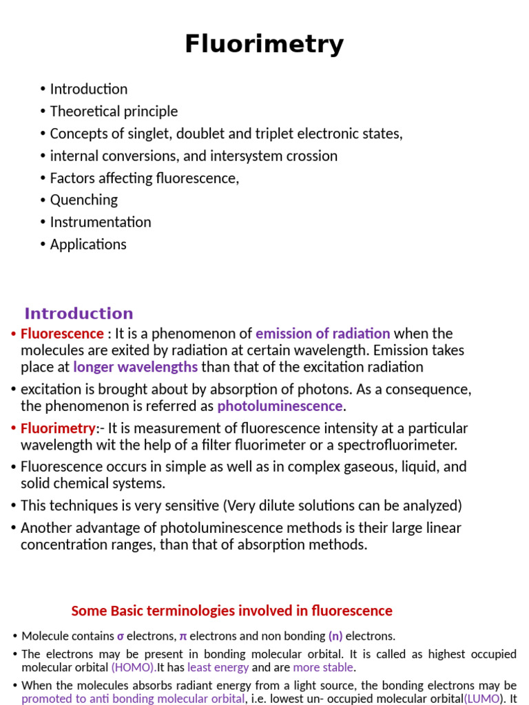 Principles and Applications of Fluorimetry | PDF | Fluorescence ...