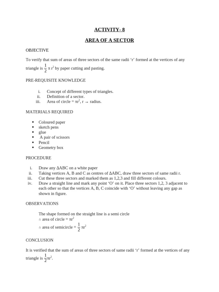 Area of Triangle Vertices' Sectors | PDF