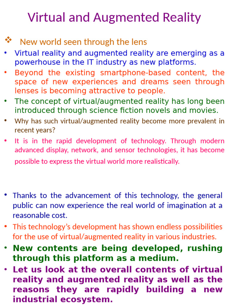 Virtual and Augmented Reality | PDF | Virtual Reality | Augmented Reality