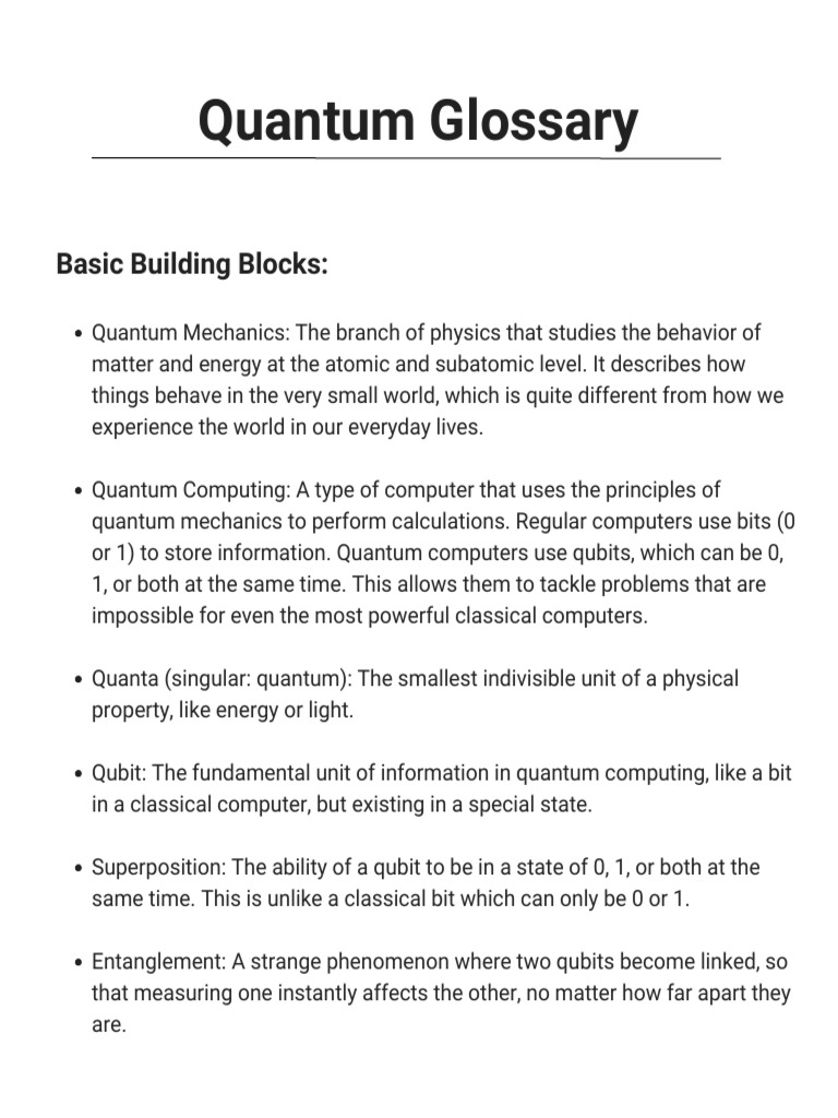 Quantum Glossary 2024-07-19 | PDF | Quantum Computing | Computer Science