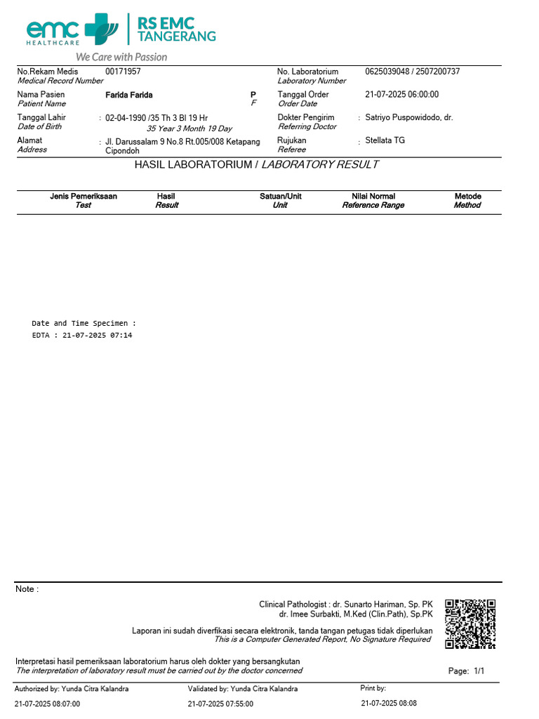 Hematology Lab Results Summary | PDF | Medicine | Clinical Pathology