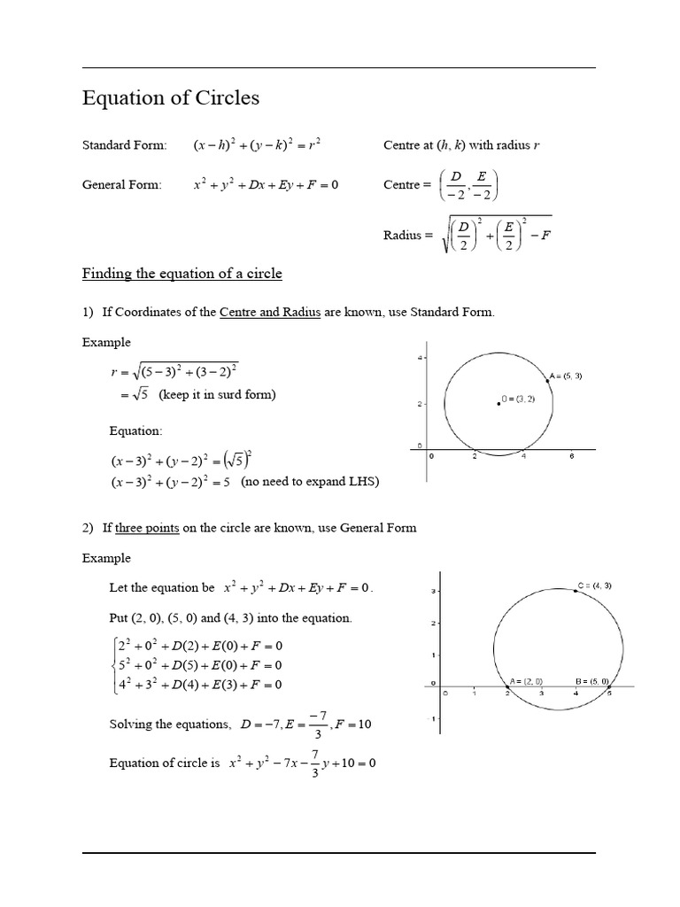 【F5】Equations of Circles Revision | PDF