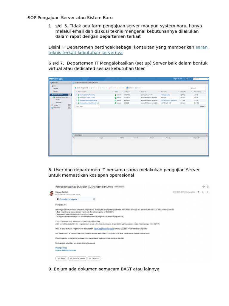 SOP Pengajuan Server dan Sistem IT | PDF