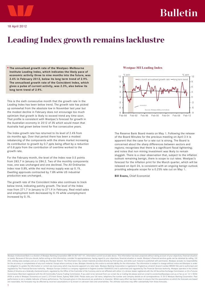 Er 20120418 Bull Leading Index | PDF | Inflation | Economic Growth