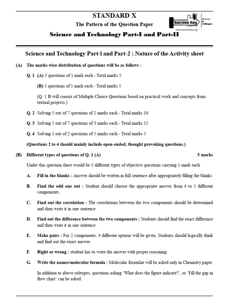 Science & Technology Exam Pattern Guide | PDF | Concept