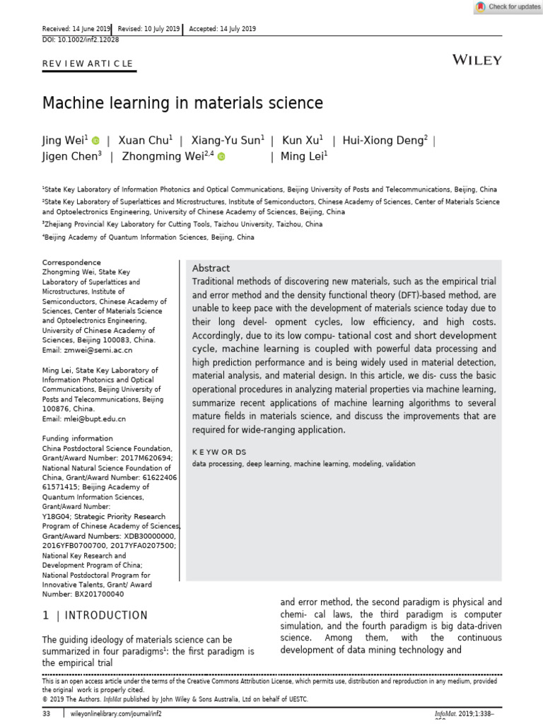 Machine Learning in Materials Science | PDF | Cross Validation ...