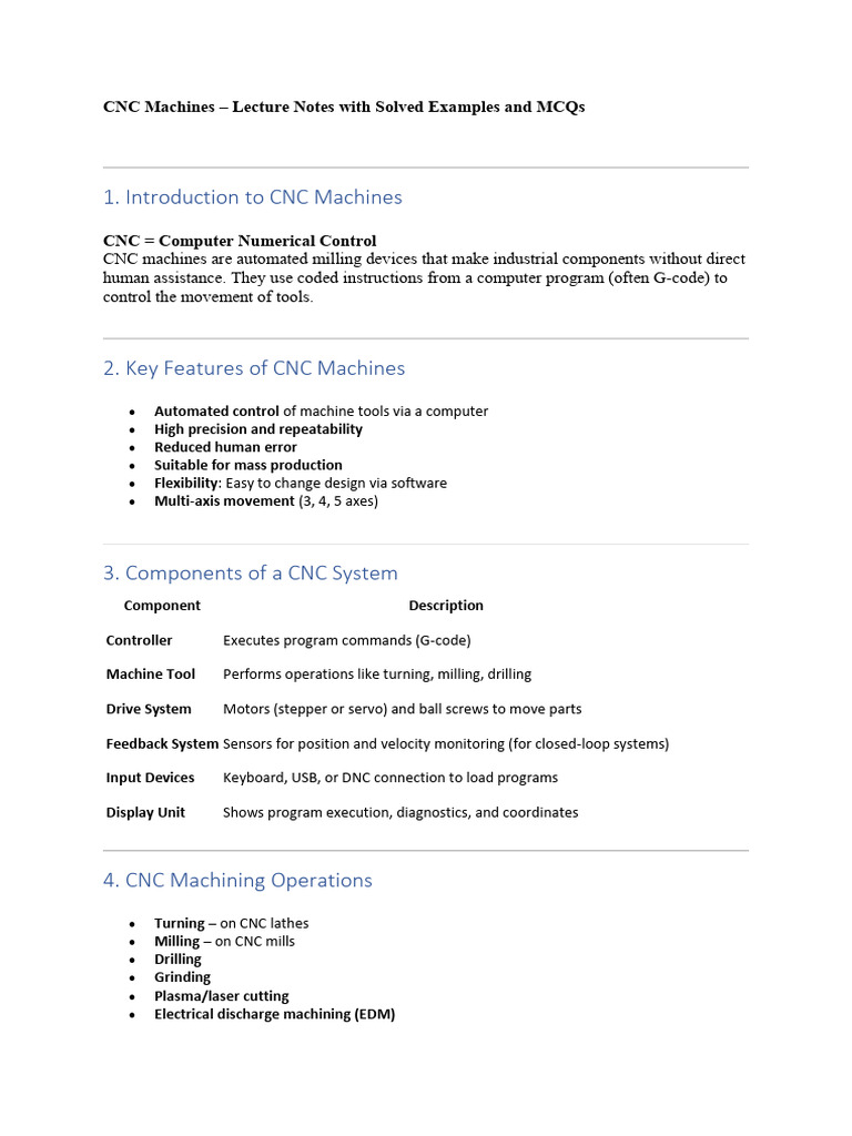 CNC Milling Programming and Examples | PDF | Metalworking | Secondary ...