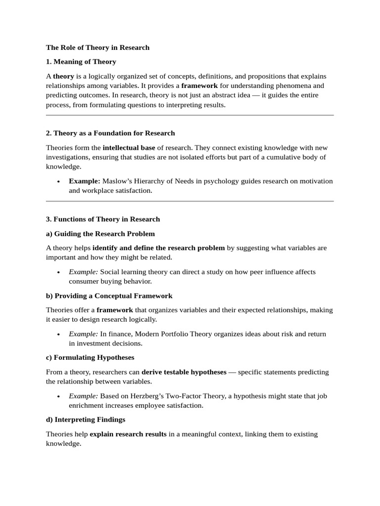 The Role of Theory in Research | PDF | Theory | Hypothesis