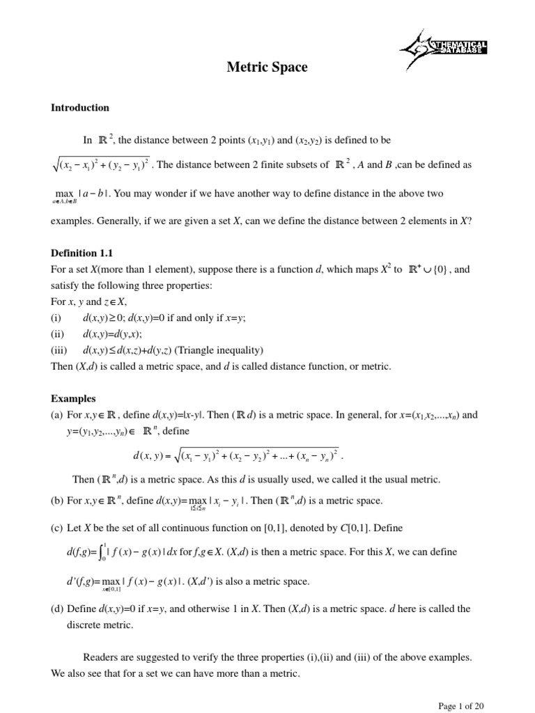 Understanding Metric Spaces and Their Properties | PDF | Computers