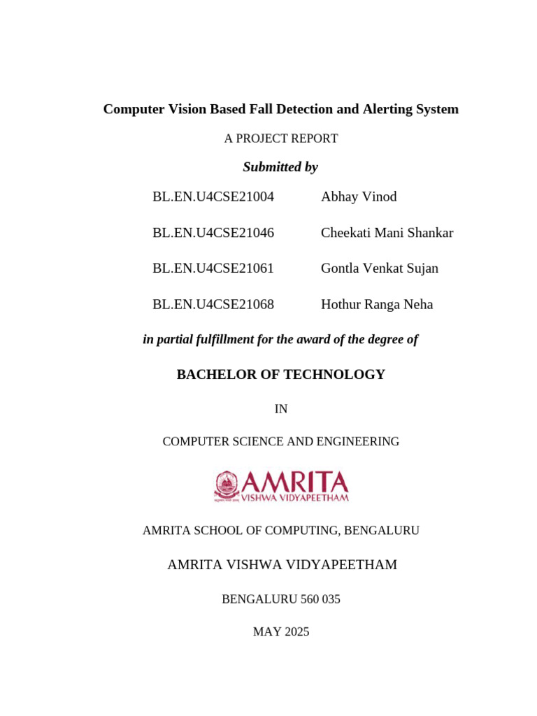 Computer Vision Fall Detection System | PDF | Deep Learning ...