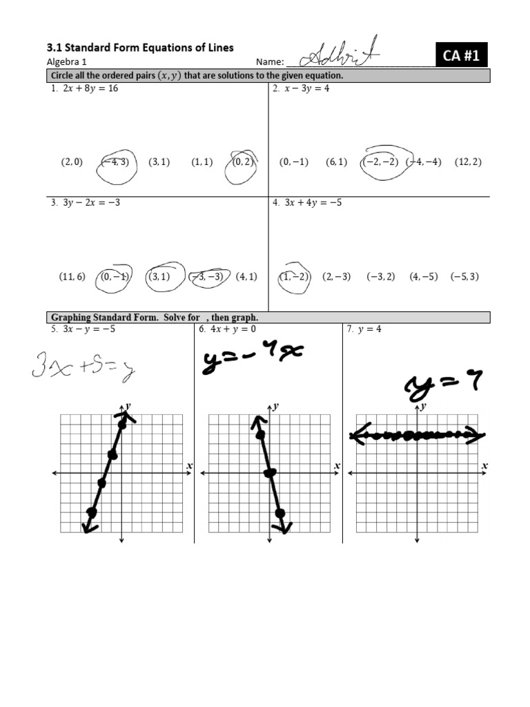 Standard Form Equations Practice | PDF