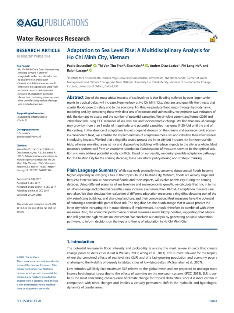 Flood Risk Adaptation in Ho Chi Minh City | PDF | Flood | Sea Level Rise