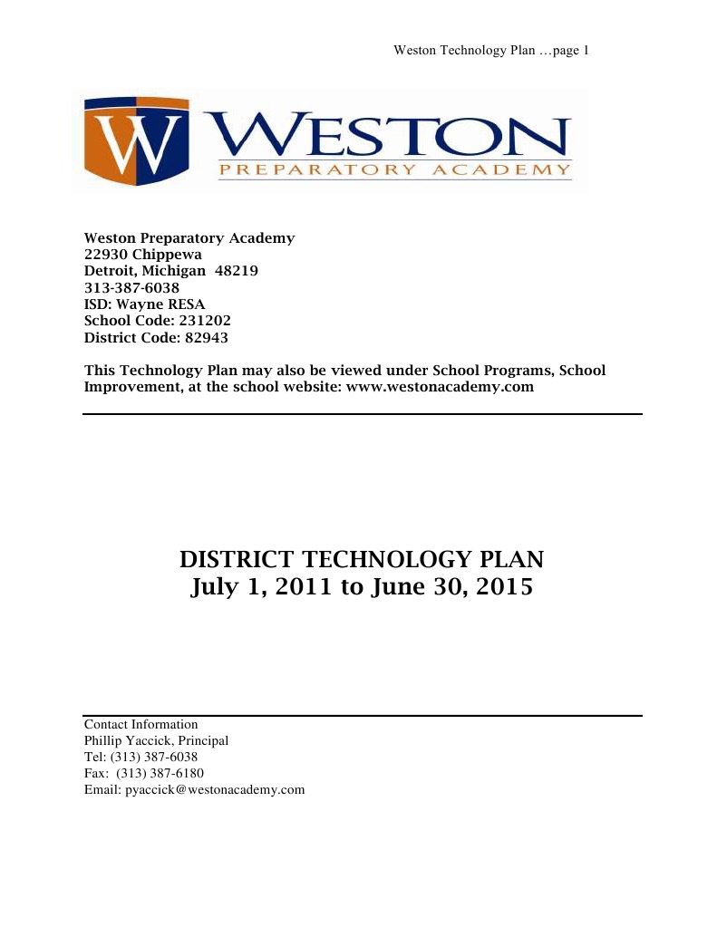 Weston Preparatory Academy Technology Plan | PDF | Educational ...