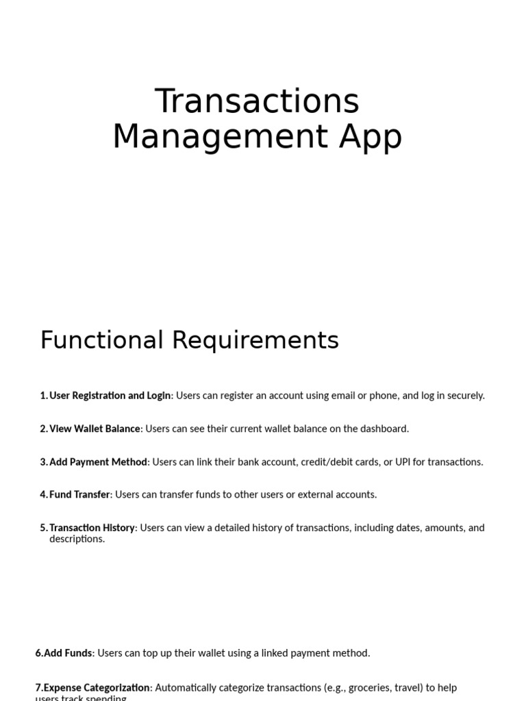 Transactions Management App Requirements | PDF