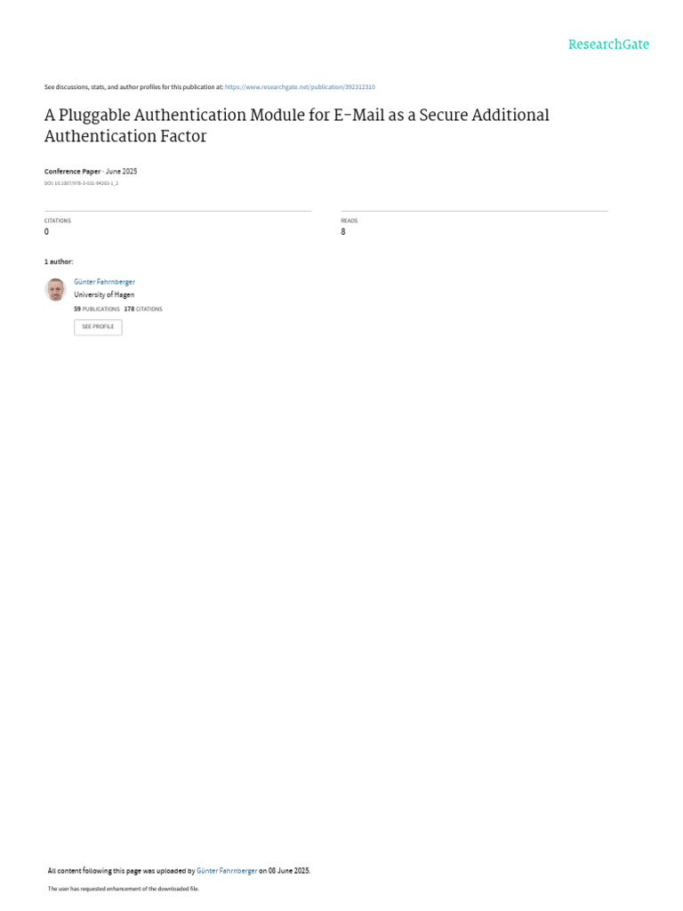 E-Mail as a Secure Authentication Factor | PDF | Password | Secure Shell