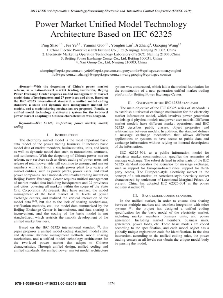 Unified Power Market Model Architecture | PDF | Market (Economics ...