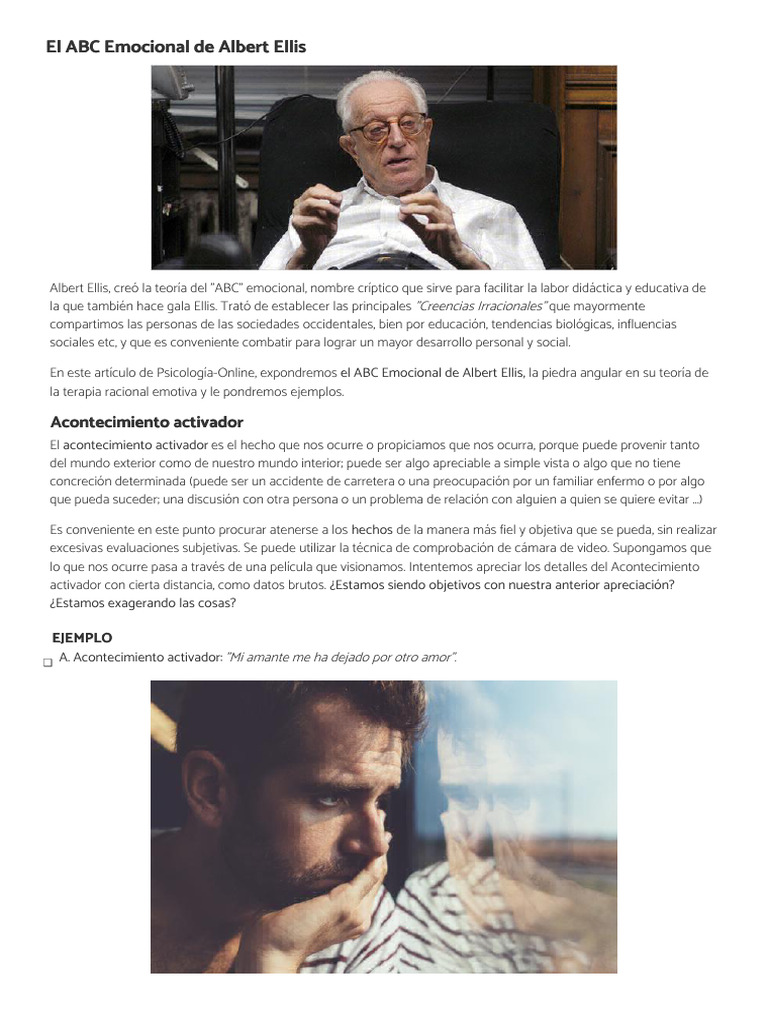 El ABC Emocional de Albert Ellis | PDF | Terapia racional de ...