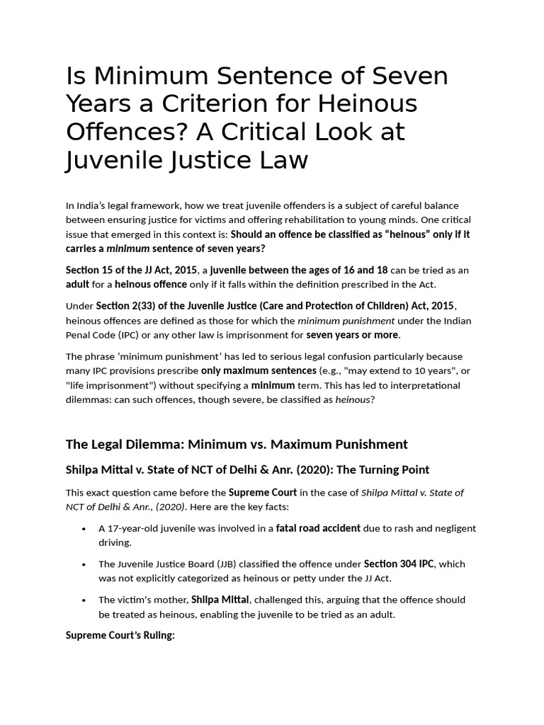 Is Minimum Sentence of Seven Years A Criterion For Heinous Offences ...