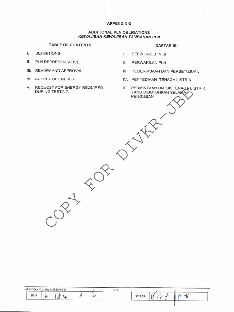 Appendix O - Additional PLN Obligations | PDF