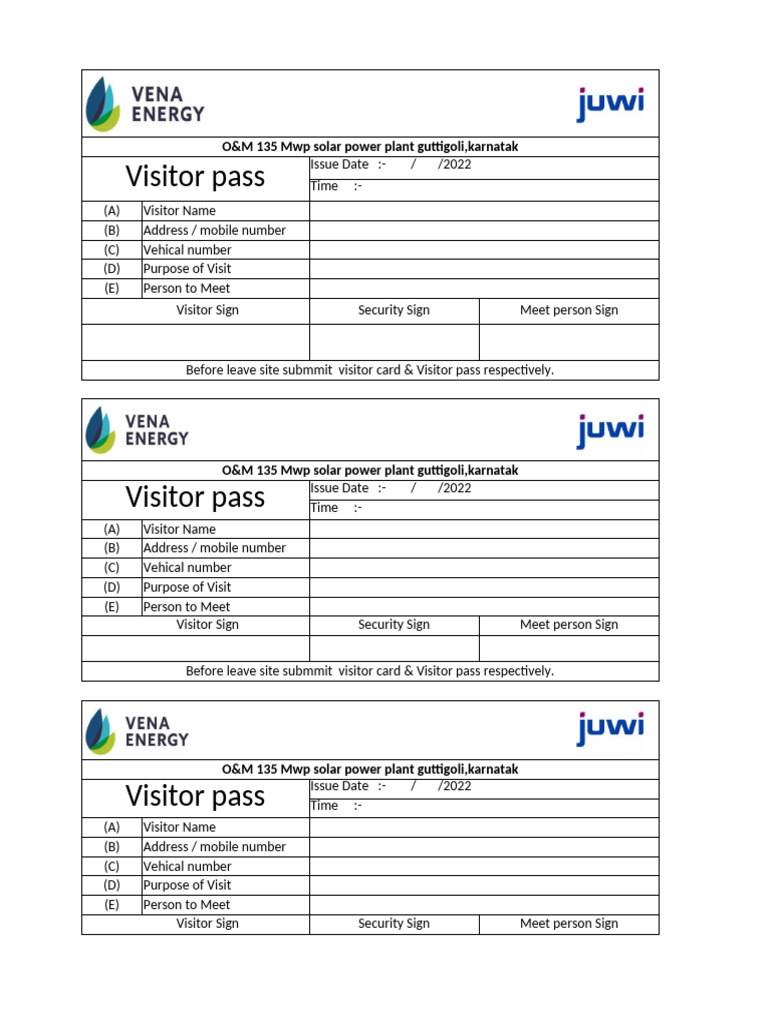 Visitor Pass | PDF