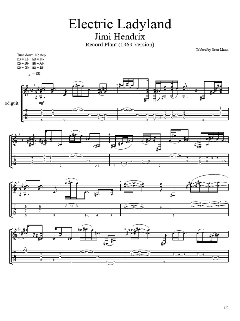 Electric Ladyland Guitar Tabs | PDF | Sound Recording | Rock Songs